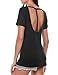 Hotouch Blouse Women's V-Neck Clubwear Comfort Fit T Shirt (Black M)