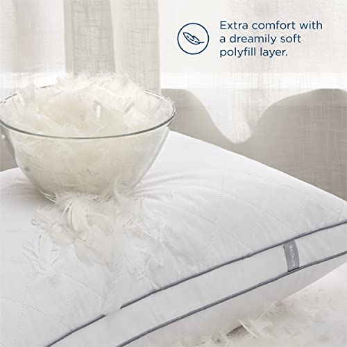 Bedsure Goose Down Pillows Standard Size Set of 2 White Feather