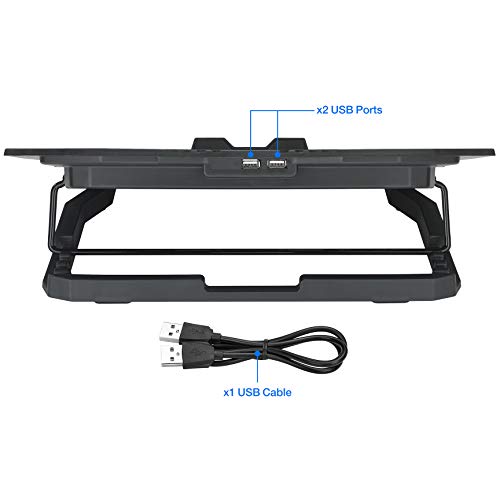 Rosewill Gaming Laptop Cooler Notebook Cooling Pad, 5 Silent Blue LED Fans w/Powerful Air Flow, Control Panel w/LCD Screen, Portable Height Adjustable Laptop Stand, Comfortable for Wrists