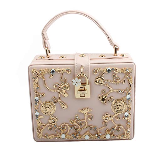 LETODE Women's Vintage Style And Crystal Rhinestone Evening Bag Wedding Party Handbag Clutch Purse (PINK)
