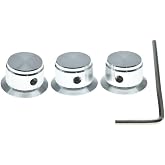 Dopro 3-Pack Set Screw Style Aluminium Potentiometer Knobs 1/4" Universal Top Hat Knobs Bell Volume Tone Control Knobs for Guitar/Bass/AMPS/Preamps Silver Without Indicator