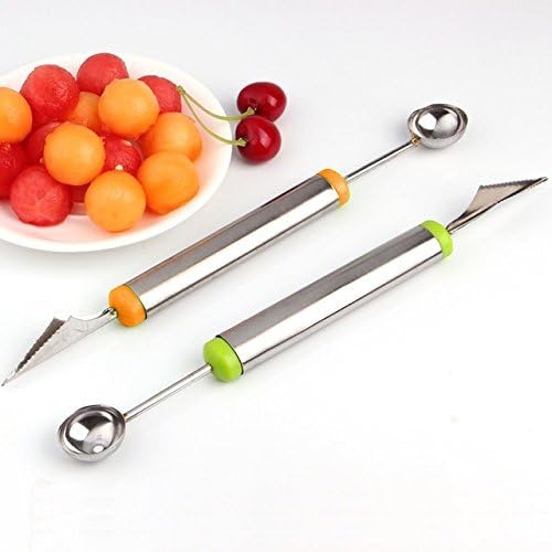 The Nourisher 2 in 1 Melon Baller, Stainless Steel Multifunctional Dig Scoop with Fruit Carving Knife(Set of 2)