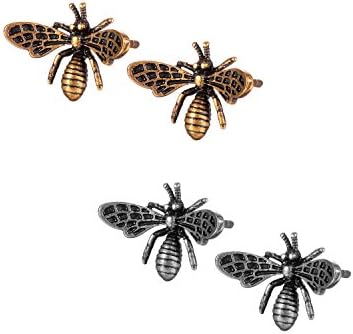 YOUWANG Jewelry 2 Pair For Women Girls new Year's Gift Antique Gold Tone Plated +Ancient Silver Plated Bee Stud Earrings