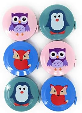 6-Pack - Dual-Sided 60in/150cm - Soft Retractable Measuring Tape - Assorted Animal Themed Tape Measure for Sewing, Body Mesuring, Tailor Fabric Measuring