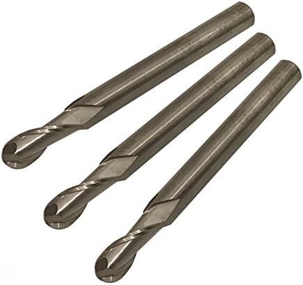 NEW G Zero Industrial - 3-Pack Ball Nose End Mill Set, 1/4" diameter, 2 flute, 5/8" LOC, 2-1/2" OAL