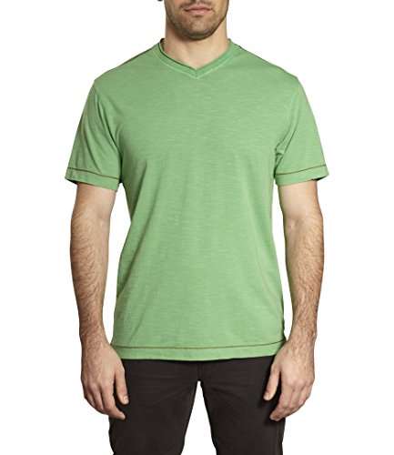 Tadd by Thaddeus Cal Short Sleeve V-Neck Solid T-shirt Lawn Green Size XL