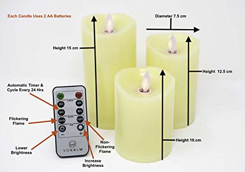 image for Vokalm Flickering Flameless Candles - Realistic LED Dancing Flame Ligh