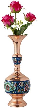 LPUK MINAKARI VASE SERIES 3 PERSIAN EXQUISITE ENAMEL PAINTED COPPER VASE Height: 27 CM, WEIGHT: 400 GR,DIAMETERS: 12 CM & 9 CM