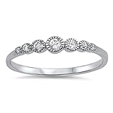 Women's Round White CZ Wedding Ring New .925 Sterling Silver Band Size 10 (RNG15114-10)