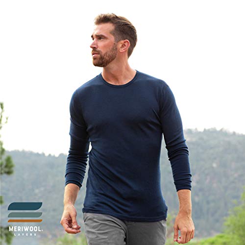 MERIWOOL Mens Base Layer 100 Merino Wool Midweight Long Sleeve