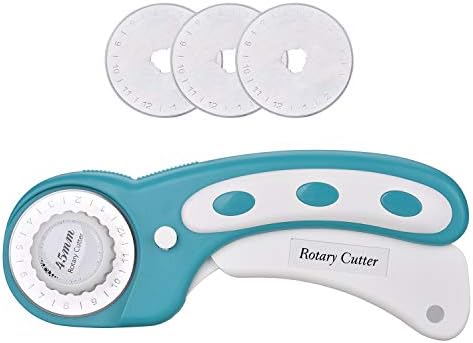 Browill 45mm Rotary Cutter Set Handle Rolling Cutter with 3 Extra Blades and Safety Lock, Sewing Accessories and Supplies for Cutting Fabric Paper Leather Scrapbooking Quilting(Left & Right Hand)