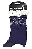 Adorable Beaded Short Leg Warmers / Boot Socks Topper Cuffs (Navy)