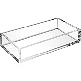HIIMIEI Acrylic Napkin Holder Tray, 8mm Thick Acrylic Guest Towel Holder, Crystal Clear Table Cocktail Napkin Holder for Bathroom, Restaurant, Office, Commercial, Kitchen, Party