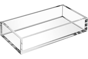 HIIMIEI Acrylic Napkin Holder Tray,8mm Thick Acrylic Guest Towel Holder 8.5x4 inches, Crystal Clear Table Cocktail Napkin Holder for Bathroom,Restaurant,Office,Commercial,Kitchen,Party