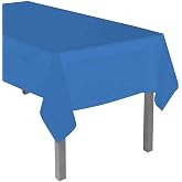 Oojami Disposable Plastic Table Covers, Blue, 54" x 108", Rectangular, Pack of 12
