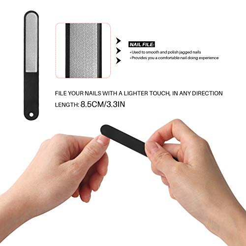 Fingernail and Toenail Clippers Set 15mm Wide Jaw Opening Nail Clippers for Thick Nails Large and Small Sizes Stainless Steel Sharp Nail Cutter with Nail File for Men and Women 3PCS (Black)