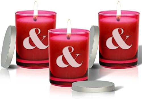 SET OF 3 - RUBY GEM COLLECTION GLASS CANDLE : LARGE AMP SIGN