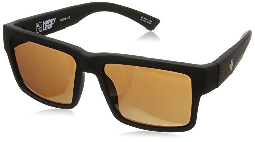 Spy Optics Montana Square Sunglasses, Soft Matte Black/Happy Bronze/Gold Mirror, 1.5 mm