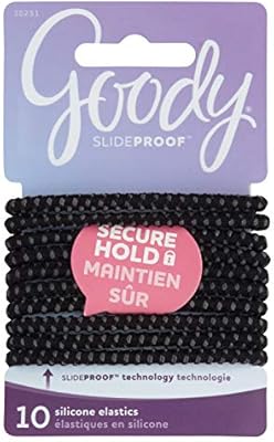 Goody Hair Slideproof Hair Tie Elastics 4mm Black 10 Count