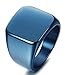 LOYALLOOK Mens Stainless Steel Biker Rings Signet Style Polished Classic Bands Ring Blue Tone Size 9