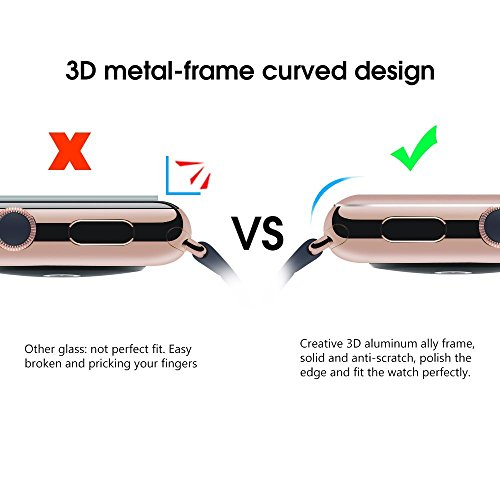 Apple Watch Series 1/2/3 38mm Screen Protector, Full Coverage Tempered Glass 9H Hardness,Anti-Fingerprint,Anti-Scratch,Ultra-Clear,Bubble Free Screen Protector Compatible Apple Watch Series 1/2/3 38mm - Thumbnail 2