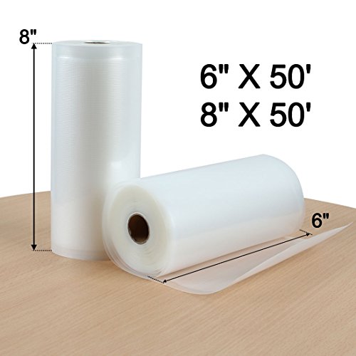 uxcell 2 Rolls Vacuum Sealer Bags Vegetable Meat Food Sealer Saver Storage Holder 4 mil Textured Home Kitchen 6 Inch x 50 Ft and 8 Inch x 50 Ft Clear - Thumbnail 4