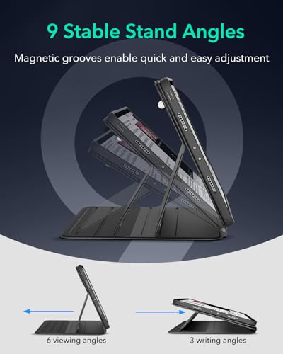 ESR for iPad Pro 11 Inch Case (2022/2021/2020/2018, 4th/3rd/2nd/1st Generation), Removable Magnetic Cover, Adjustable Portrait/Landscape Stand with Raised Display View, 9 Standing Angles, Black