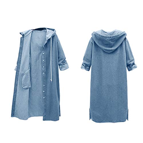Coat For Women, Clearance Sale! Pervobs Women Denim Jacket Casual Long Sleeve Hooded Long Coat Outwear Overcoat(S, Light Blue)