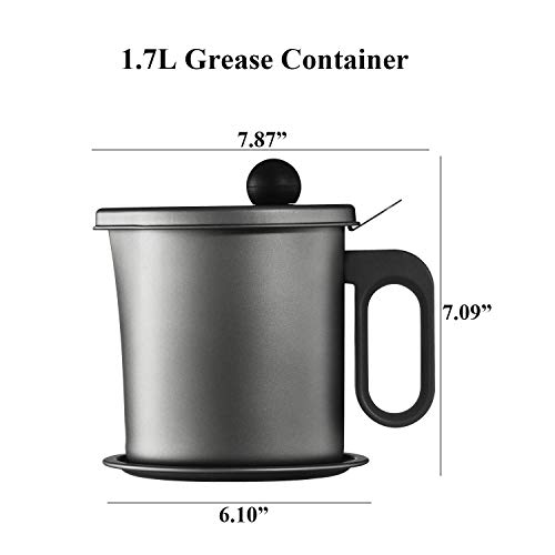 Grease Container Grease Storage Can, 1.7L Cooking Oil Container with