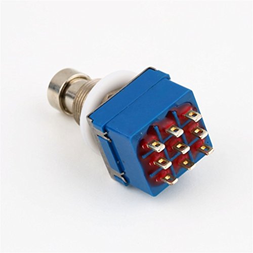 9-pin 3PDT Guitar Effects Pedal Box Stomp Foot Metal Switch True Bypass Practical Metal Switch Guitar Accessories Blue & Silver