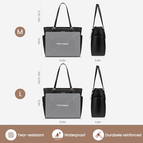 LOVEVOOK Laptop Bags for Women, Work Handbags with Compartments, PU Leather Tote Bag, Large Ladies Hand Bag for School, Business, Office, Travel, Shopping
