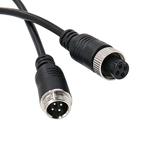 Yeung Qee Car Video Extension Cable 4Pin Aviation Video Extension Cable and Power Cord Shield AV Extension Cable Truck Trailer Camper Bus Motorhome Vehicle Backup Monitor System(15ft/5m) - Thumbnail 2