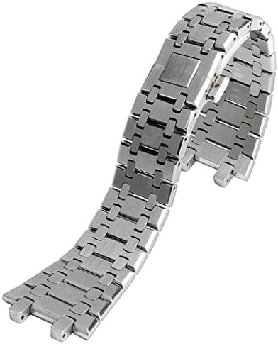 28mm Silver Solid Stainless Steel Watchband for AP Watches Butterfly Clasp Strap with Spring Bars