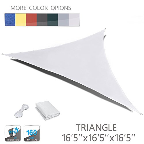 LOVE STORY 16'5'' x 16'5'' x 16'5'' Triangle Beige Waterproof Sun Shade Sail Perfect for Outdoor Patio Garden