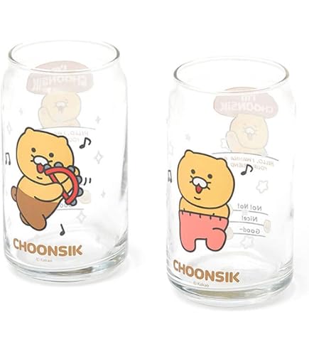 Kakao Charakter Biergläser-Set – 4 Stück (Ryan, Apeach, Tube, Muzi) – Für Soju & Bier, 255 Ml