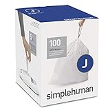 simplehuman Code J Custom Fit Liners, Tall Kitchen Drawstring Trash Bags, 30-45 Liter / 8-12 Gallon, 100-Count Box
