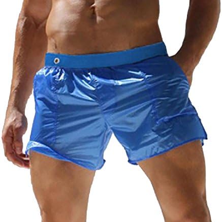 Winwinus Mens See Through Straight-Fit Elastic Waist Shorts Trunks