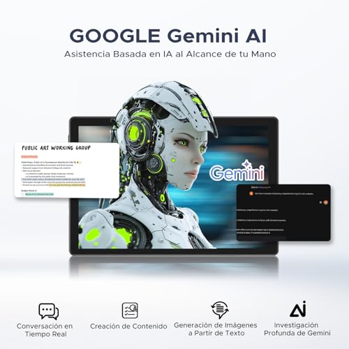 BIRDCLAW P10 Pro Tablet Android 16, Tablet 10 Pulgadas with Gemini AI, 48GB RAM+128GB ROM/2TB, Octa-Core T7250, 120Hz, 8800mAh, 13MP+5MP, Face ID, GPS, 5G WiFi, OTG, Tablet con Teclado y Lapiz, Gris