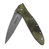 Kershaw Leek Camo Pocketknife (1660CAMO); 3-Inch Stainless Steel Blade with Bead-Blasted Finish, Anodized Aluminum Handle, Frame Lock, SpeedSafe Assisted Opening and Reversible Pocketclip; 2.4 OZ.