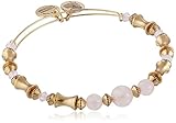 Alex and Ani Rose Quartz Beaded Rafaelian Gold Bangle Bracelet