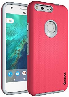 Google Pixel Case, Vomaxen Armor Hybrid [Anti-Slip] [Anti-Scratches] [Shock Absorption] TPU Bumper Rubber Rugged Protective Cover Design for Google Pixel 5.0 inch 2016 - Black Blue Red (Coral)