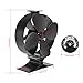 KINDEN Fireplace Fans 4-Blade - Heat Powered Stove Fan for Wood Log Burner Ultra Quiet Eco-Friendly with Magnetic Thermometer (Aluminium Black, Large Size)