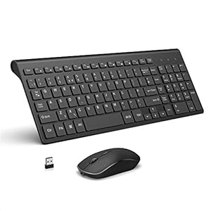JOYACCESS-Wireless-Keyboard-Mouse-24G-Rechargeable-Slim-Keyboard-and-Mouse-with-Number-Pad-Ergonomic-Keyboard-for-Windows-PCSmart-TVLaptopApple-Mac-QWERTY-UK-Layout-Black Rechargeable Wireless Keyboard and Mouse, J JOYACCESS Full Size Ultra Thin Wireless Keyboard and Mouse, 2400 DPI Quiet…