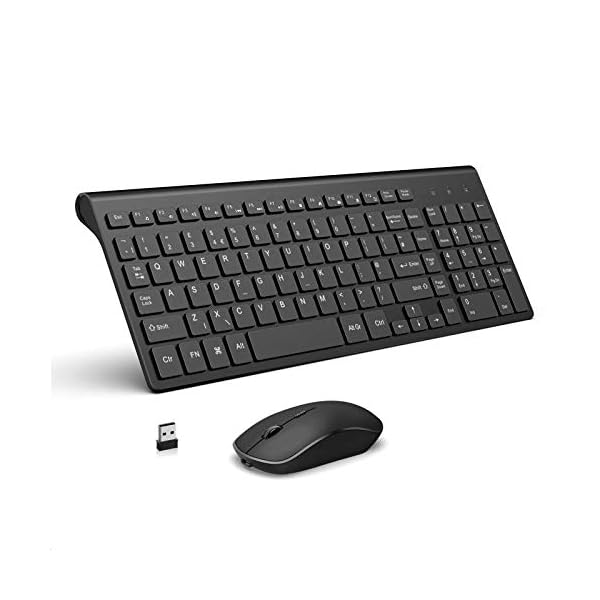 JOYACCESS-Wireless-Keyboard-Mouse-24G-Rechargeable-Slim-Keyboard-and-Mouse-with-Number-Pad-Ergonomic-Keyboard-for-Windows-PCSmart-TVLaptopApple-Mac-QWERTY-UK-Layout-Black Rechargeable Wireless Keyboard and Mouse, J JOYACCESS Full Size Ultra Thin Wireless Keyboard and Mouse, 2400 DPI Quiet…