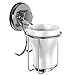 HASKO accessories - Suction Cup Toothbrush Holder - Stainless Steel Toothpaste and Razor Holder for Bathroom & Kitchen - 3M Stick Disc Included - (Chrome)