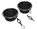 COLLAPSIBLE TRAVEL DOG BOWLS-Set of 2 Large (34oz) Bowls, Food Grade Silicone BPA Free, with Carabiners & Bottle Holders for Medium and Large Size Dogs, Folding Travel Dog Bowls for Food or Water