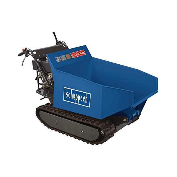 Scheppach DP6500 Benzin Ketten Dumper | 500 kg Zuladung | 4-Takt Benzin Motor mit 8 PS & 270ccm | 3x Vorwärts- / 1x…