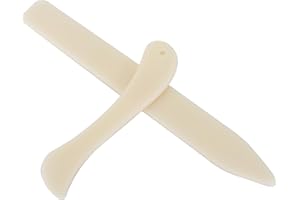 Kioiner Lot de 2 outils de classement en os, outil de notation, courbé et droit en os pour le brunissage du cuir, les livres,