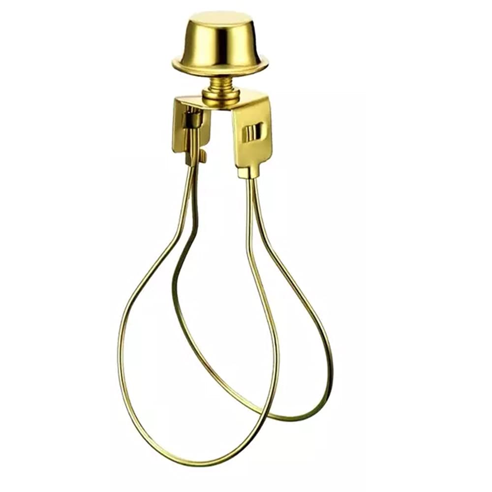 TWDRTDD Lamp Shade Light Bulb Clip Adapter, Clip on Lamp harp with Shade Attaching Finial Top,Lamp Cap Harp for Supporting Lamp Shade (Pack of 1.Brass)