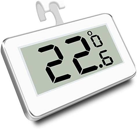 Digital Refrigerator Freezer Room Thermometer, Max/Min Record Function with Large LCD Display, Perfect for Home,Restaurants,Bars,Cafes.(White)Xflourish